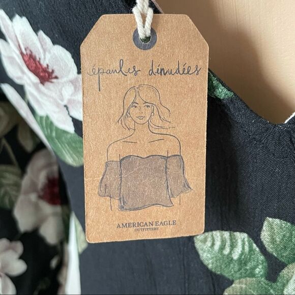 NWT American Eagle Cold Shoulder CutOut Long Sleeve Floral Dress Halter Neck XXS - Picture 8 of 15